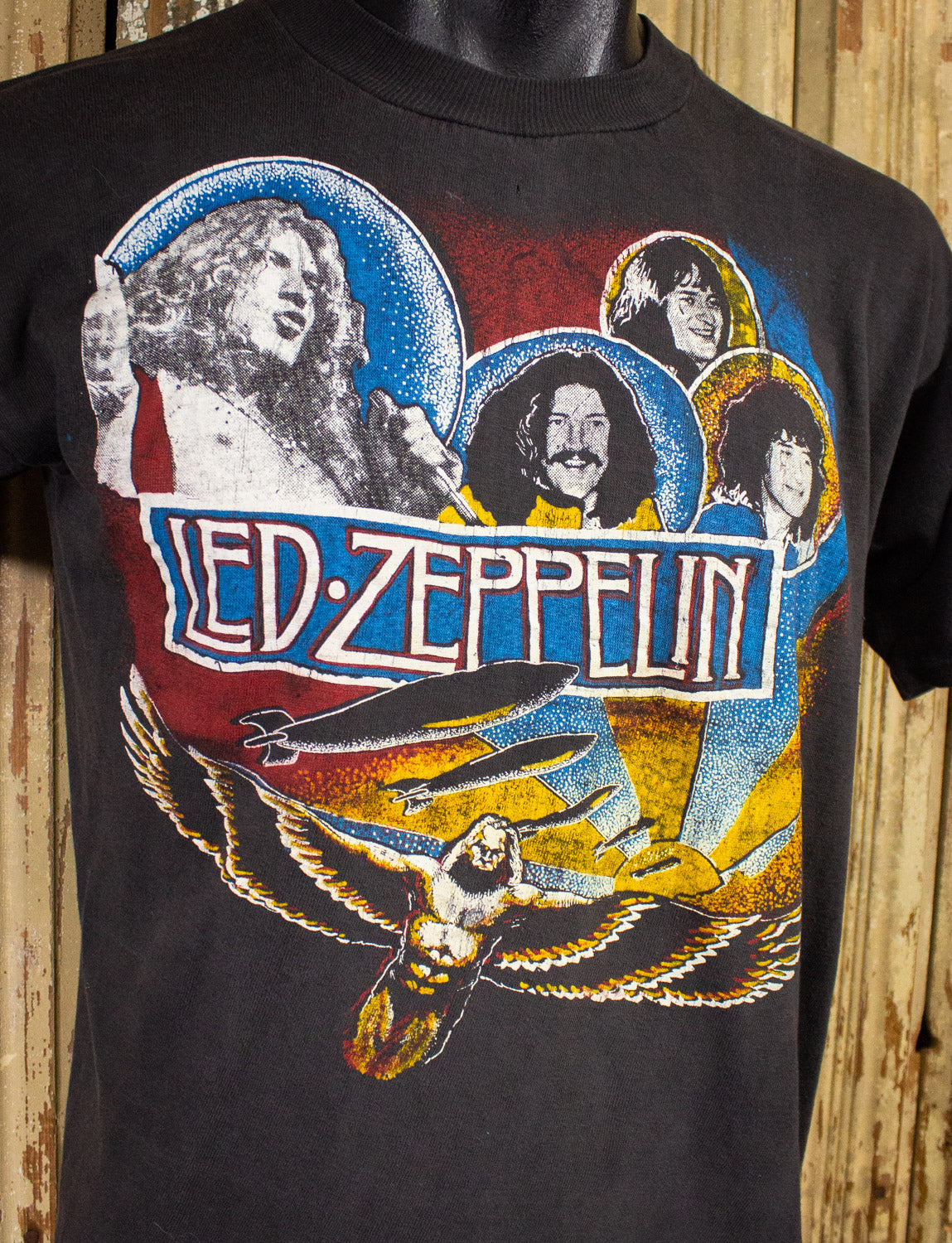 Vintage Led Zeppelin Parking Lot Concert T Shirt 70s Black Medium