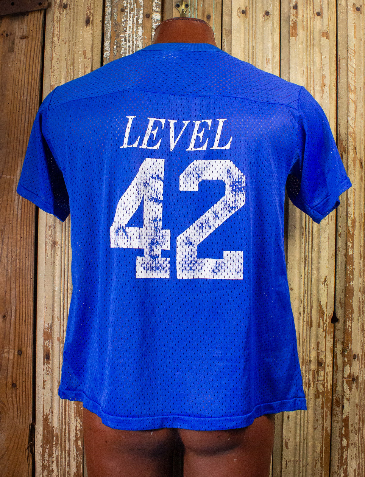 Vintage Level 42 Mesh Jersey Concert T Shirt 80s Blue Large