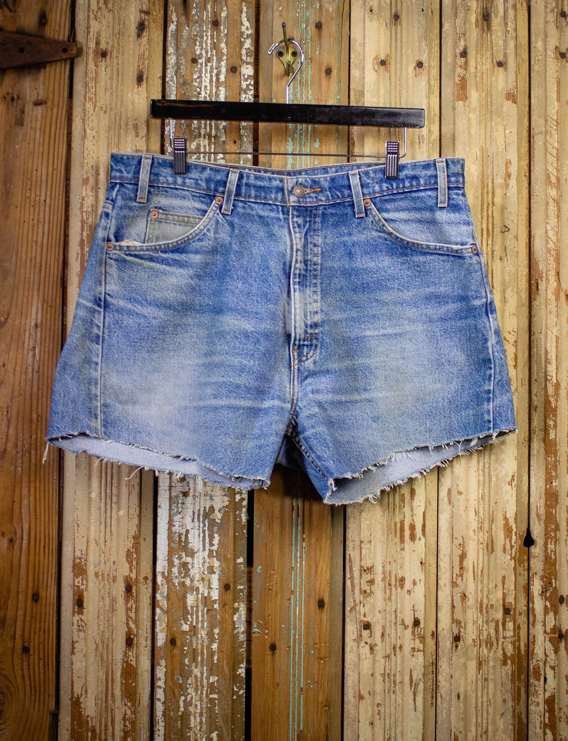 Vintage Levi's 505 Orange Tab Cut Off Jean Shorts Medium Wash 38w