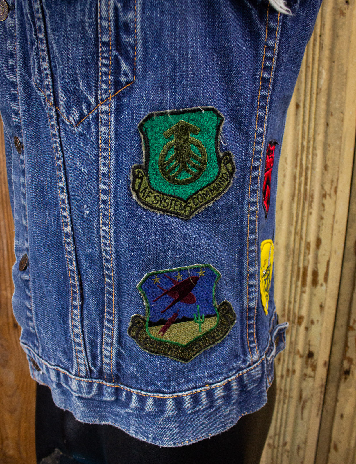 Vintage Levi's Big E Denim Vest With Patches 60s Small