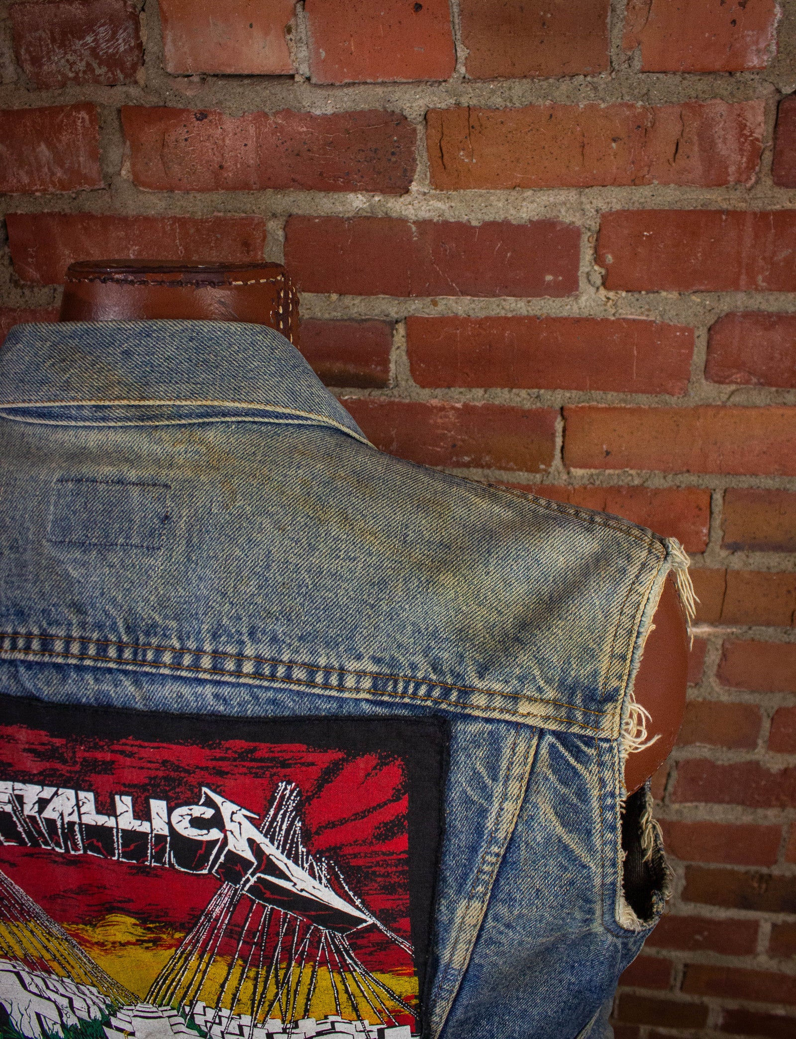 Vintage Levi's Cutoff Denim Vest with Metallica Back Patch Large