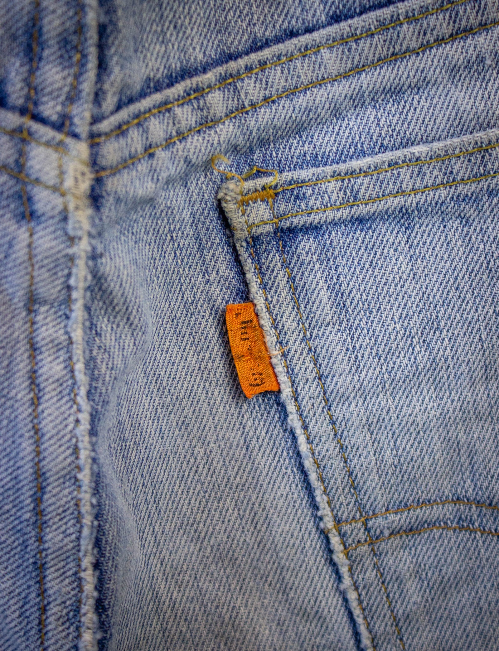 Vintage Levi's Orange Tab Hemmed Denim Shorts 70s Light Wash 29w