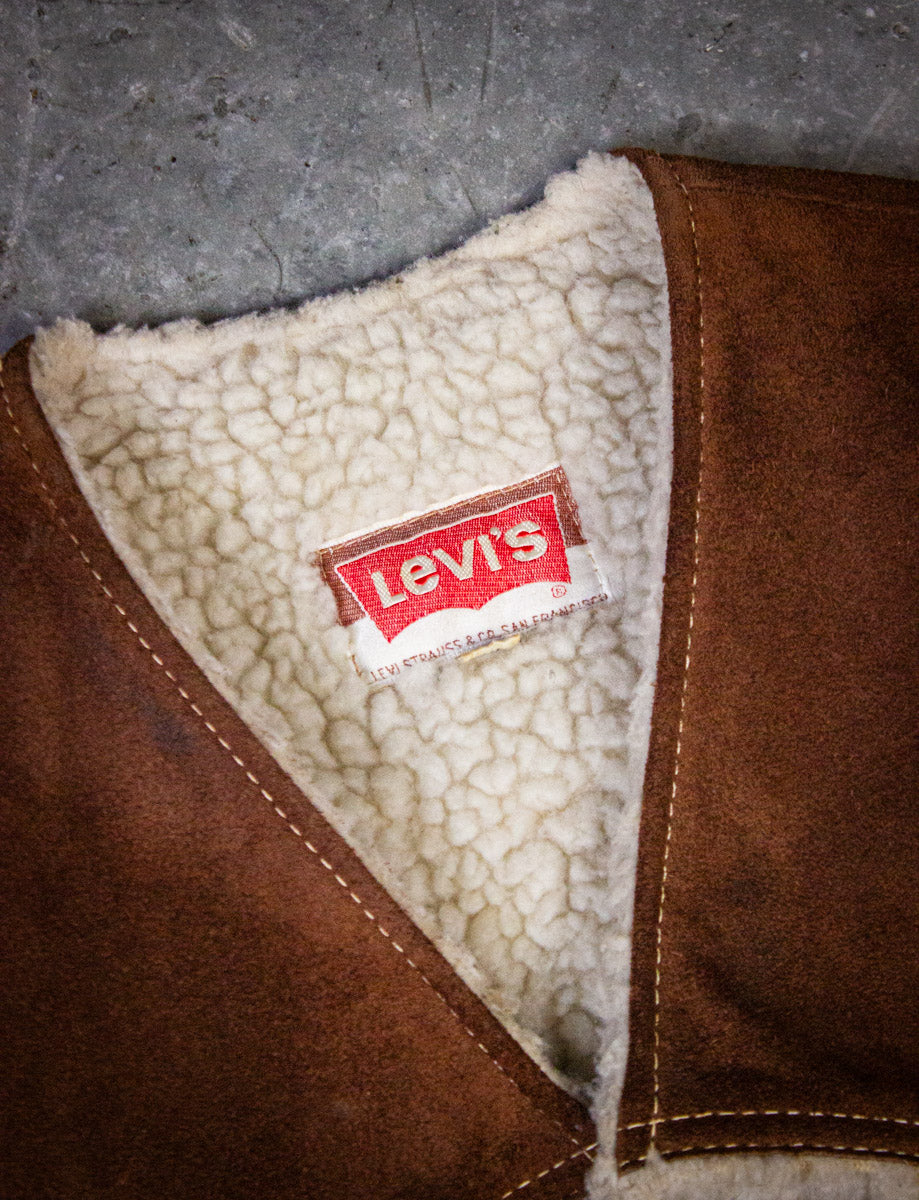 Vintage Levi's Sherpa Brown Suede Vest Medium