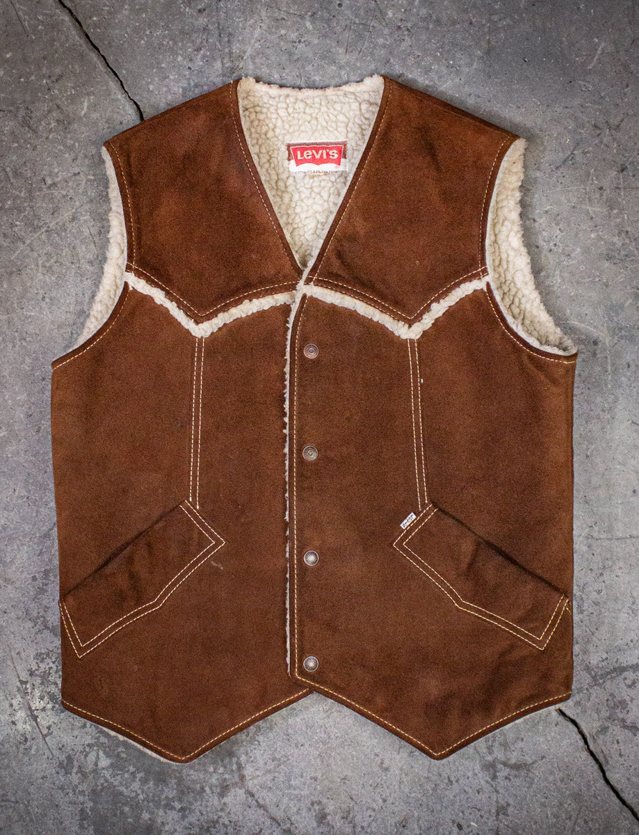 Vintage Levi's Sherpa Brown Suede Vest Medium