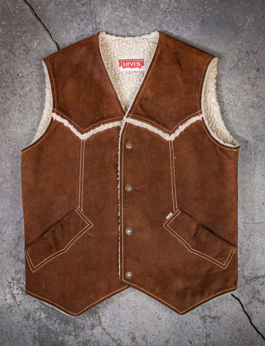 Vintage Levi's Sherpa Brown Suede Vest Medium