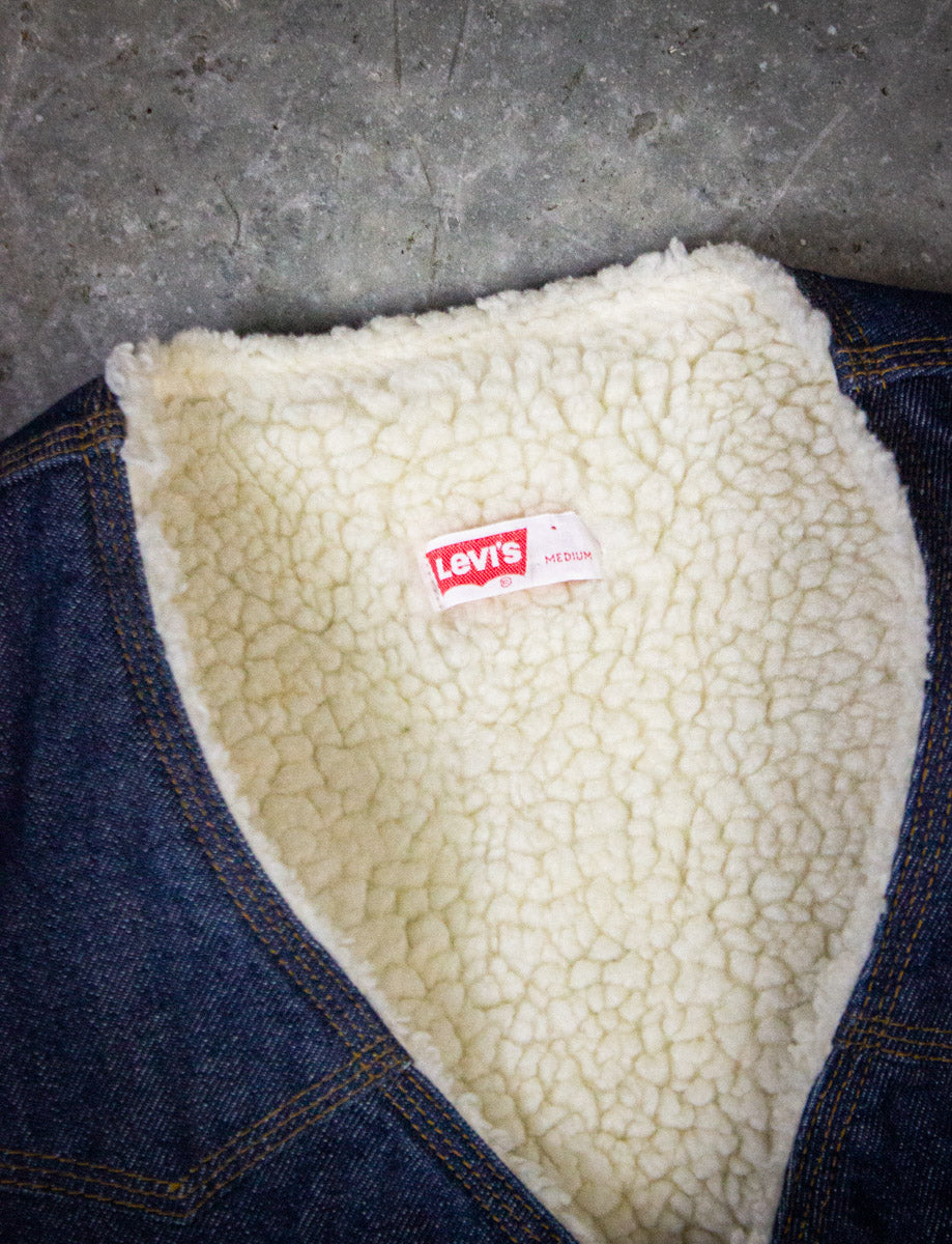 Vintage Levi's Orange Tab Sherpa Denim Vest 80s Medium