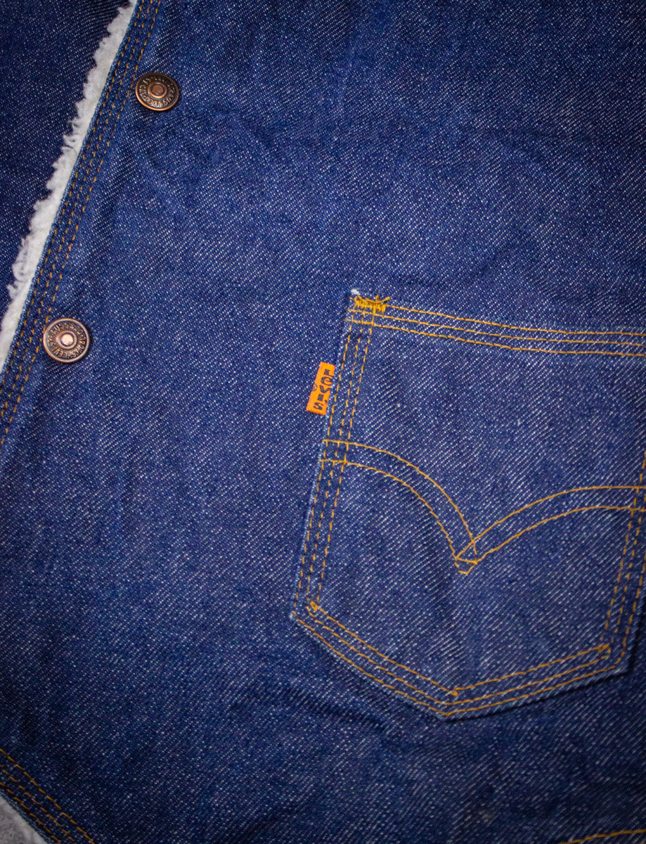 Vintage Levi's Orange Tab Sherpa Denim Vest 80s Medium