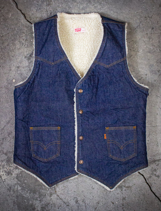 Vintage Levi's Orange Tab Sherpa Denim Vest 80s Medium