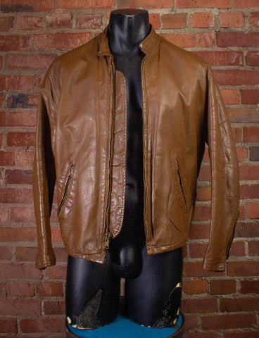 Vintage Cobra Larami Fringe Leather Jacket 70s Brown and Tan Small