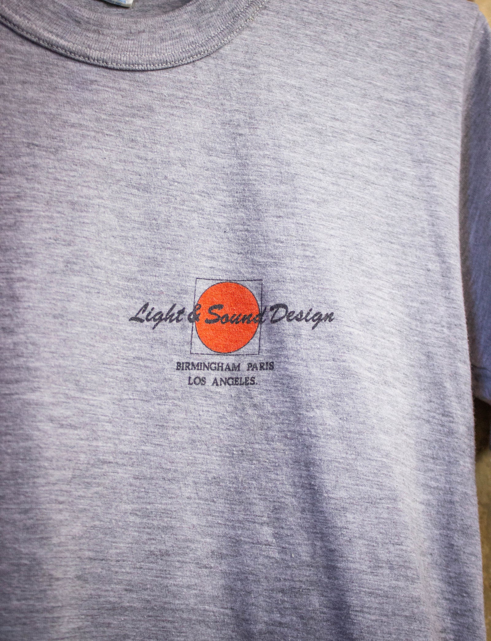 Vintage Light & Sound Design (LSD) Crew Concert T Shirt 70s Gray