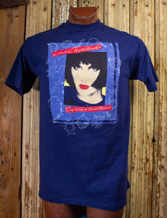 Vintage Linda Ronstadt Cry Like A Rainstorm Concert T Shirt 1990 Blue Large