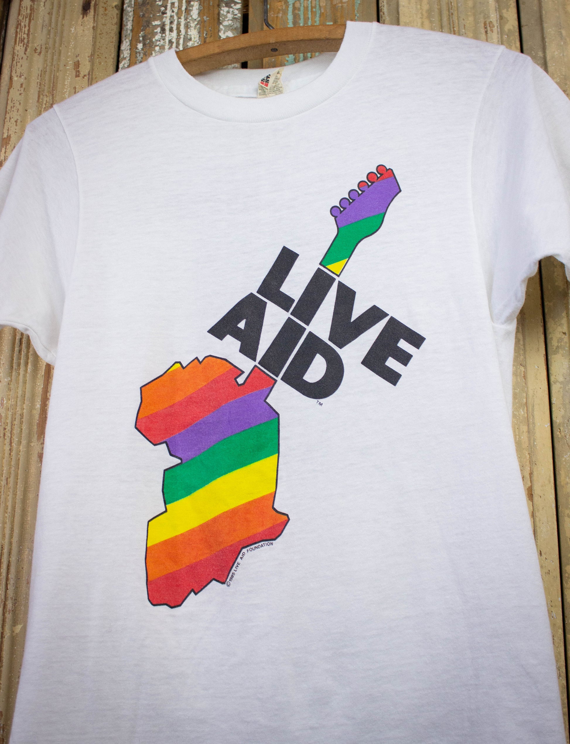 Vintage Live Aid Concert T Shirt 1985 White XS