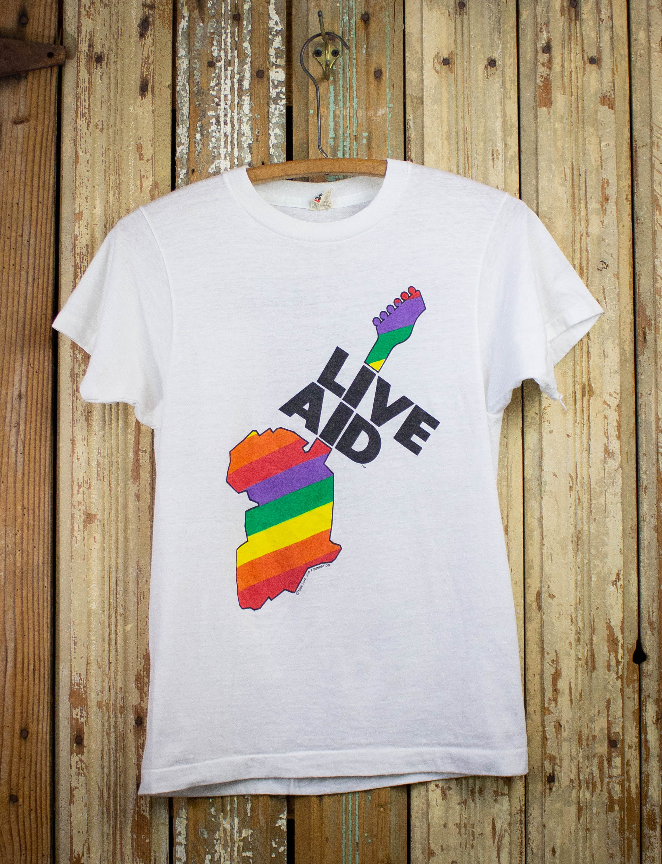 Vintage Live Aid Concert T Shirt 1985 White XS