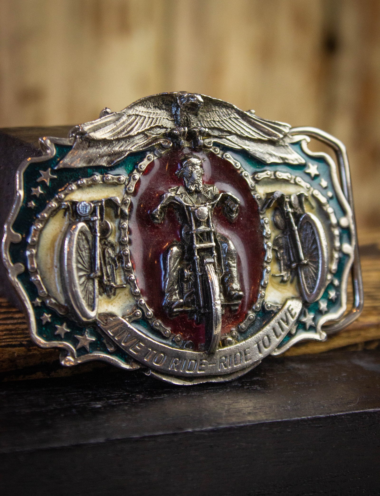 Vintage Live To Ride, Ride To Live Belt Buckle