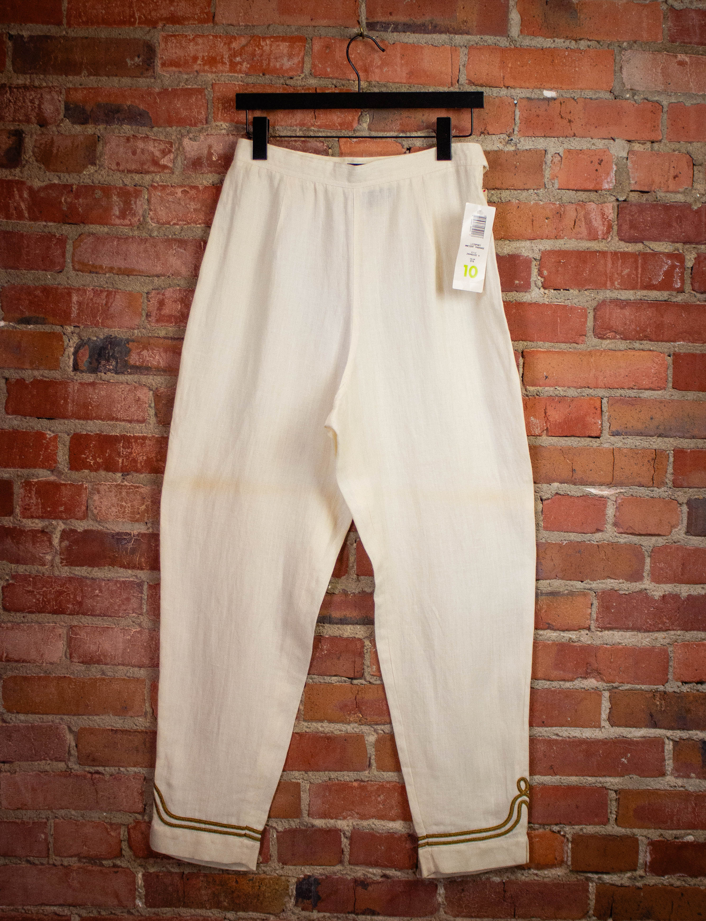 Vintage Lizsport Deadstock Linen Pants 80s White Size 10