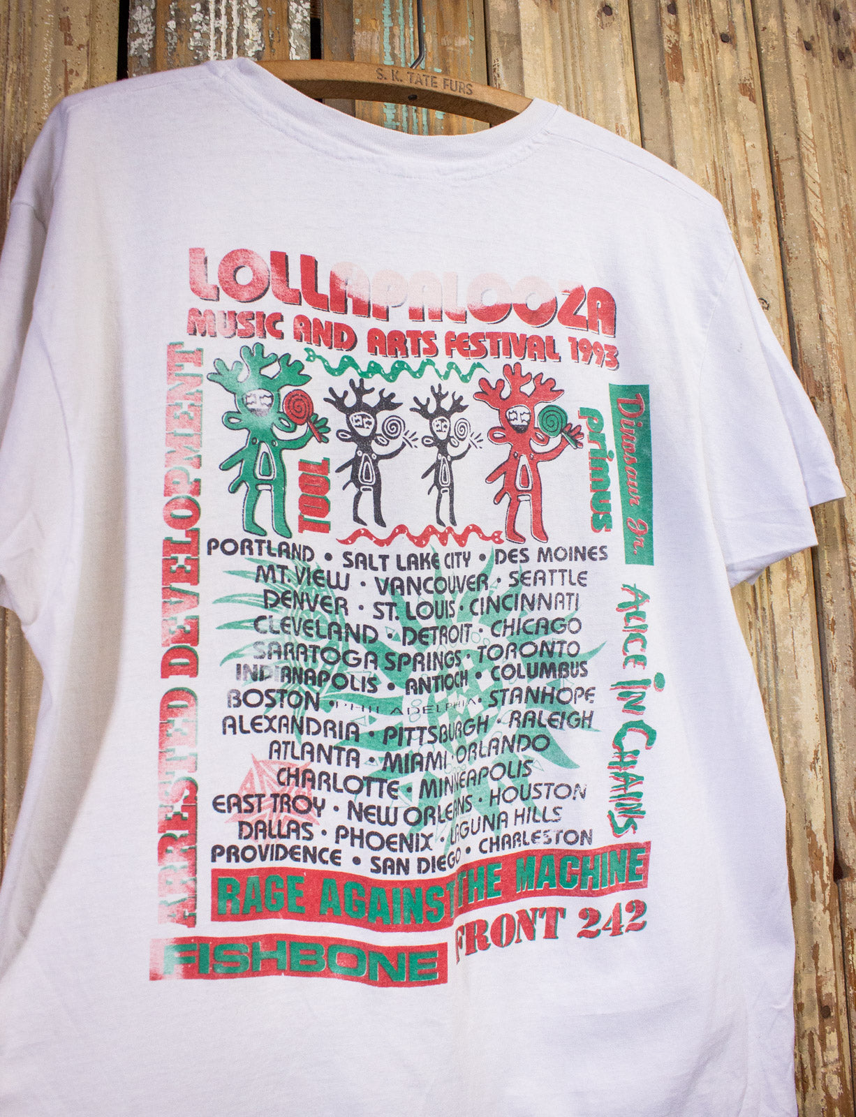 Vintage Lollapalooza Festival Concert T Shirt 1993 White Large