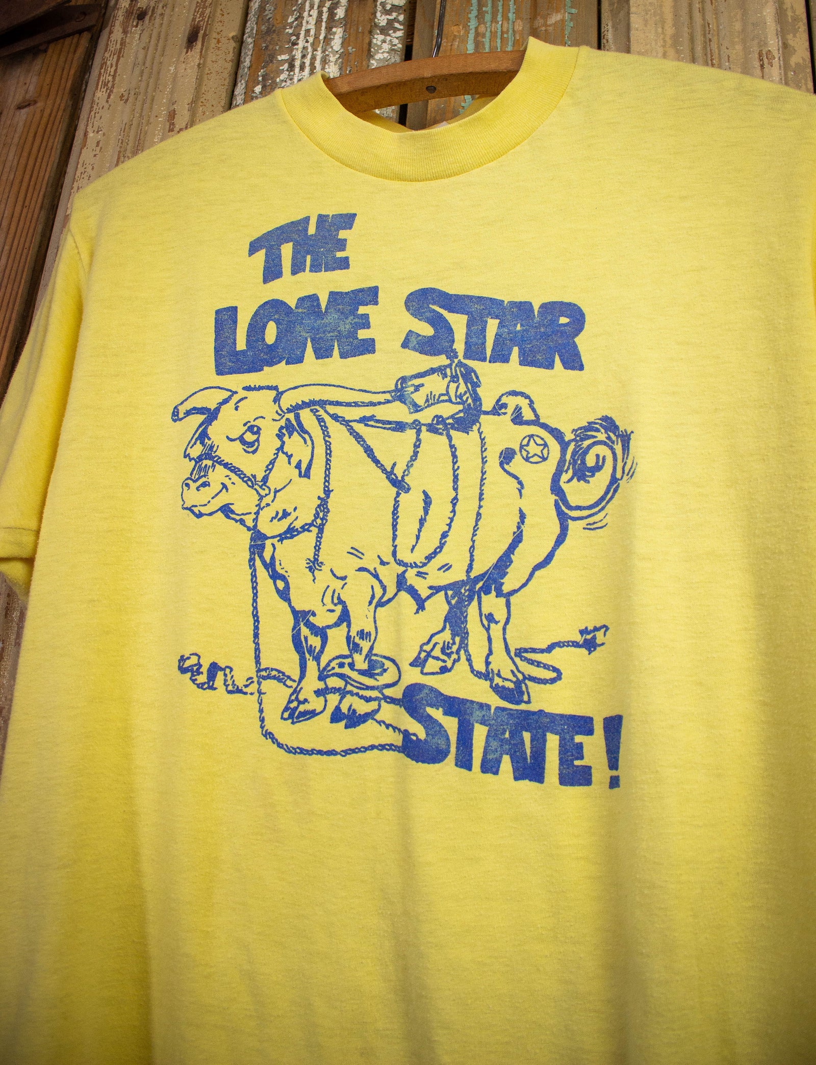 Vintage Lone Star State Graphic T Shirt 80s Yellow Medium 