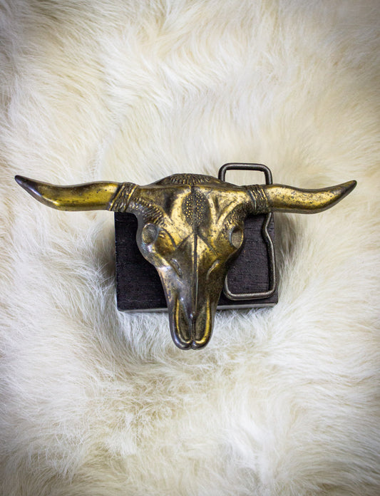 Vintage Longhorn Bull Skull Belt Buckle