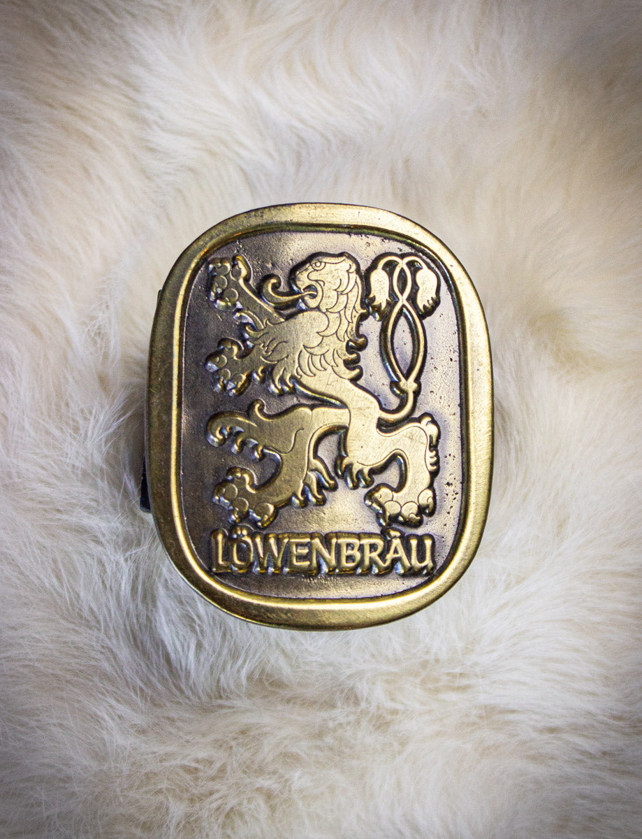Vintage Löwenbràu Brass Belt Buckle 1976