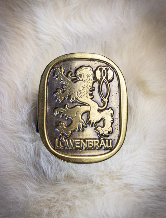 Vintage Löwenbràu Brass Belt Buckle 1976