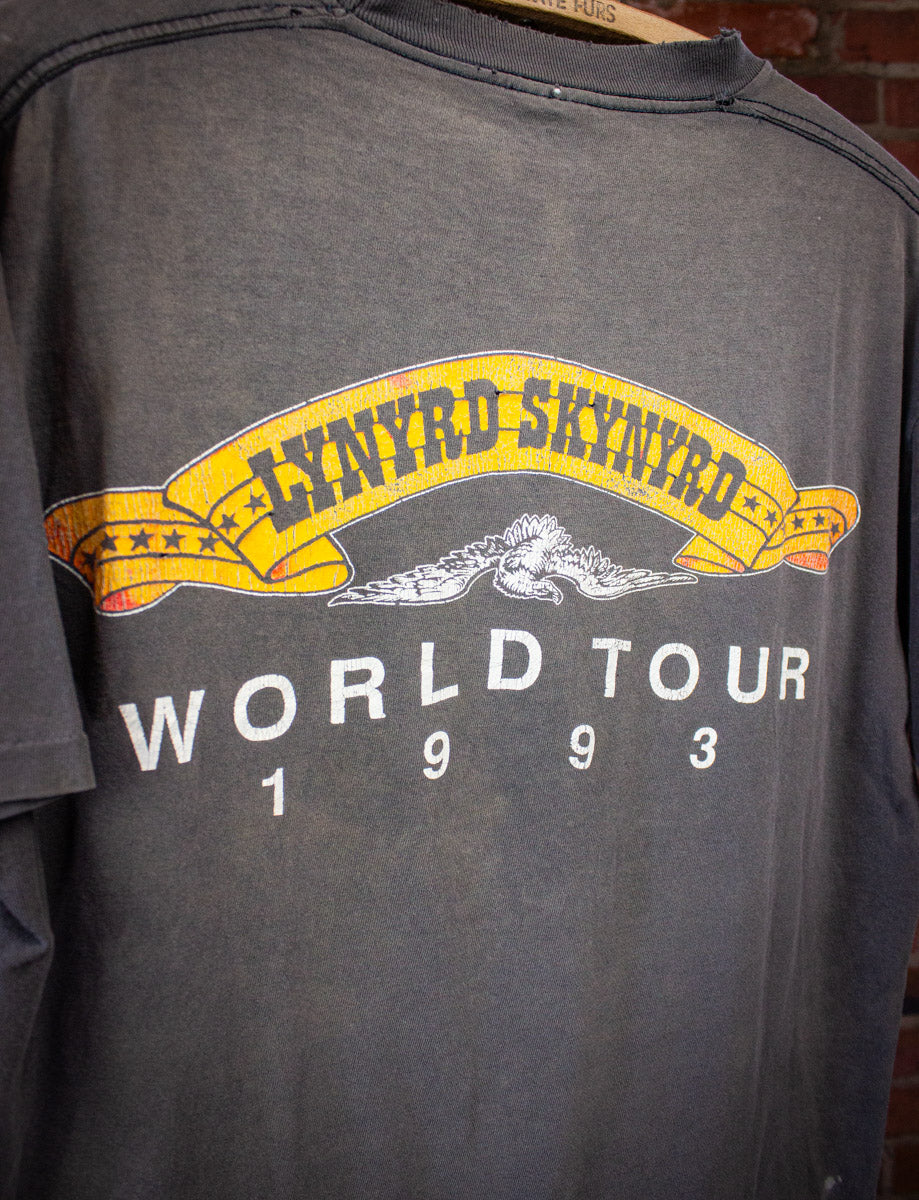 Vintage Lynyrd Skynyrd World Tour Concert T Shirt 1993 Gray Medium