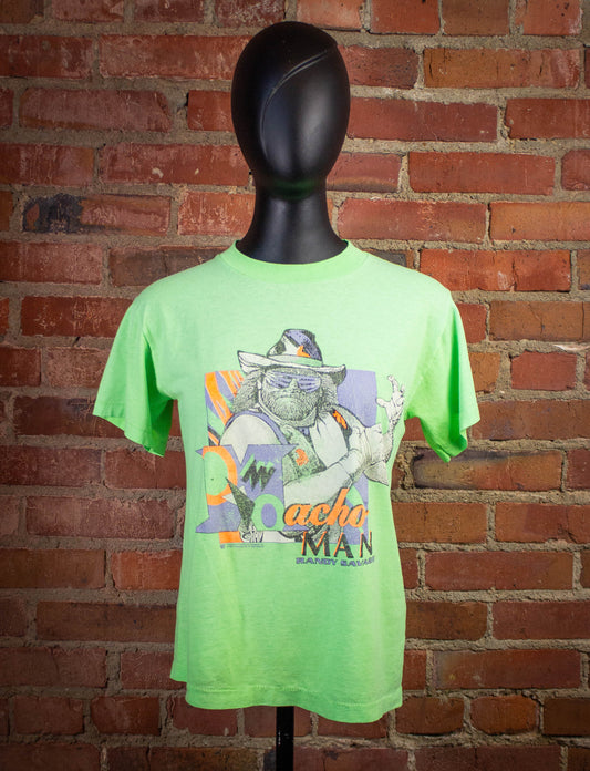 Vintage WWF Macho Man Randy Savage Graphic T Shirt 1991 Neon Green XS