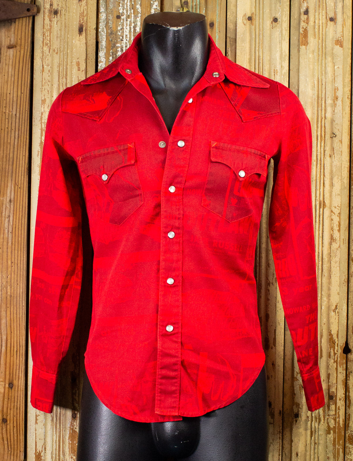 Vintage Made In Heaven Outlaw Pearl Snap Western Shirt 70s Red Small