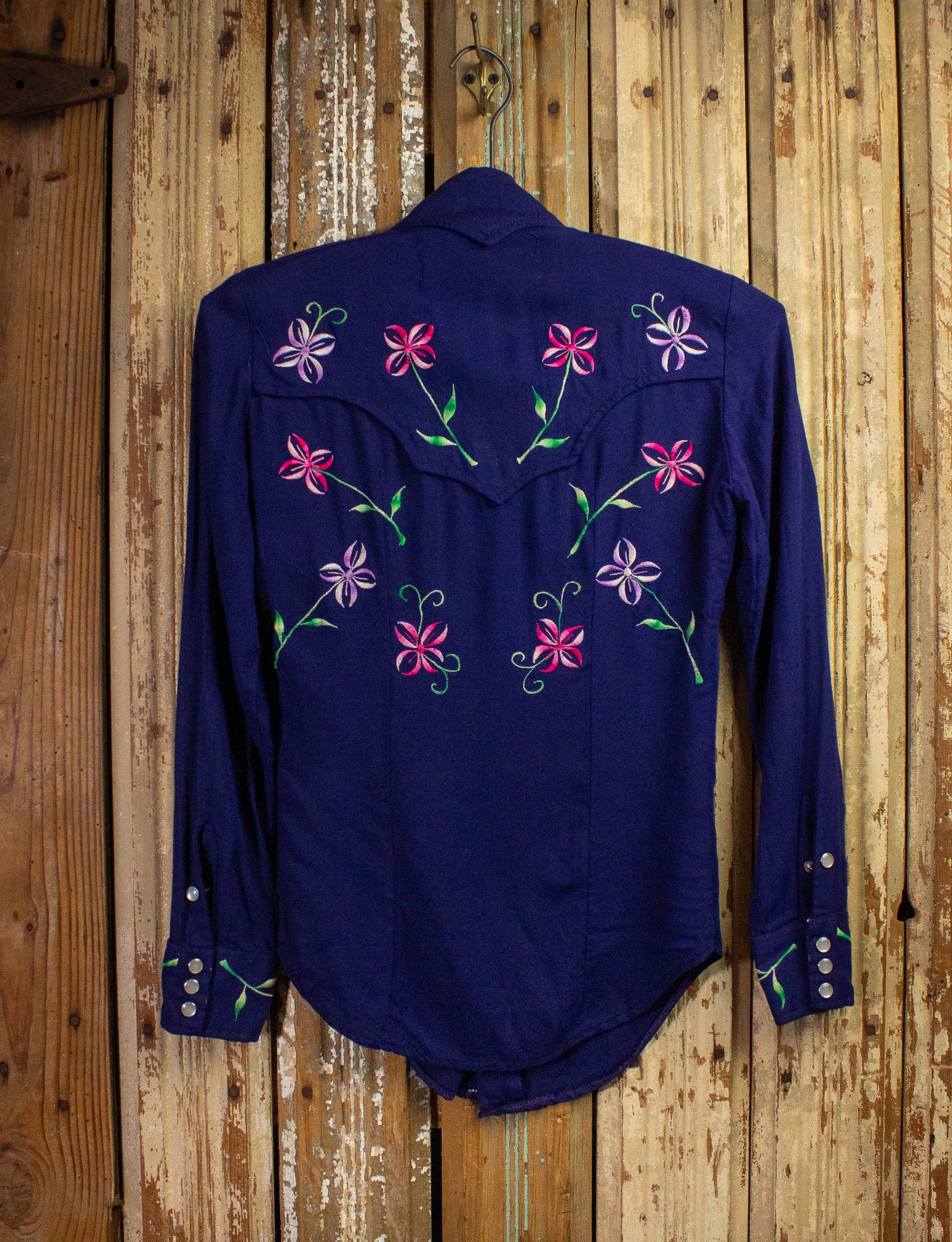 Vintage Made In Heaven Pearl Snap Western Shirt 70s Blue XS