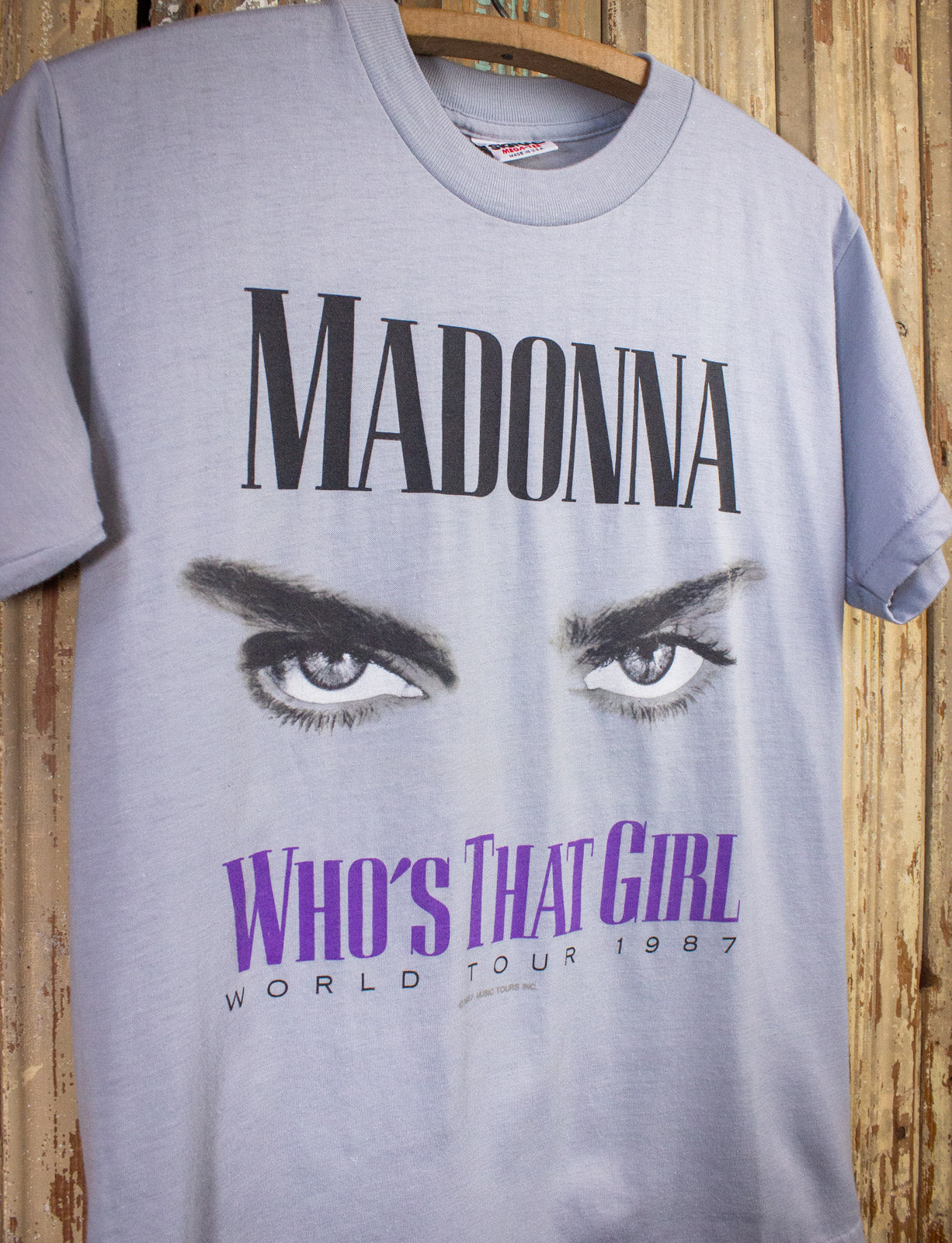 Vintage Madonna Who's That Girl Japan Staff Concert T Shirt Blue Small