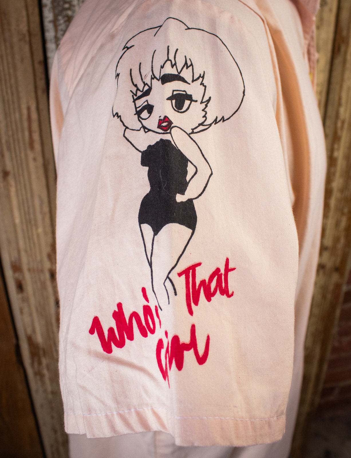 Vintage Madonna Who's That Girl Trucking Crew Button Up Shirt 1987 Pink XL