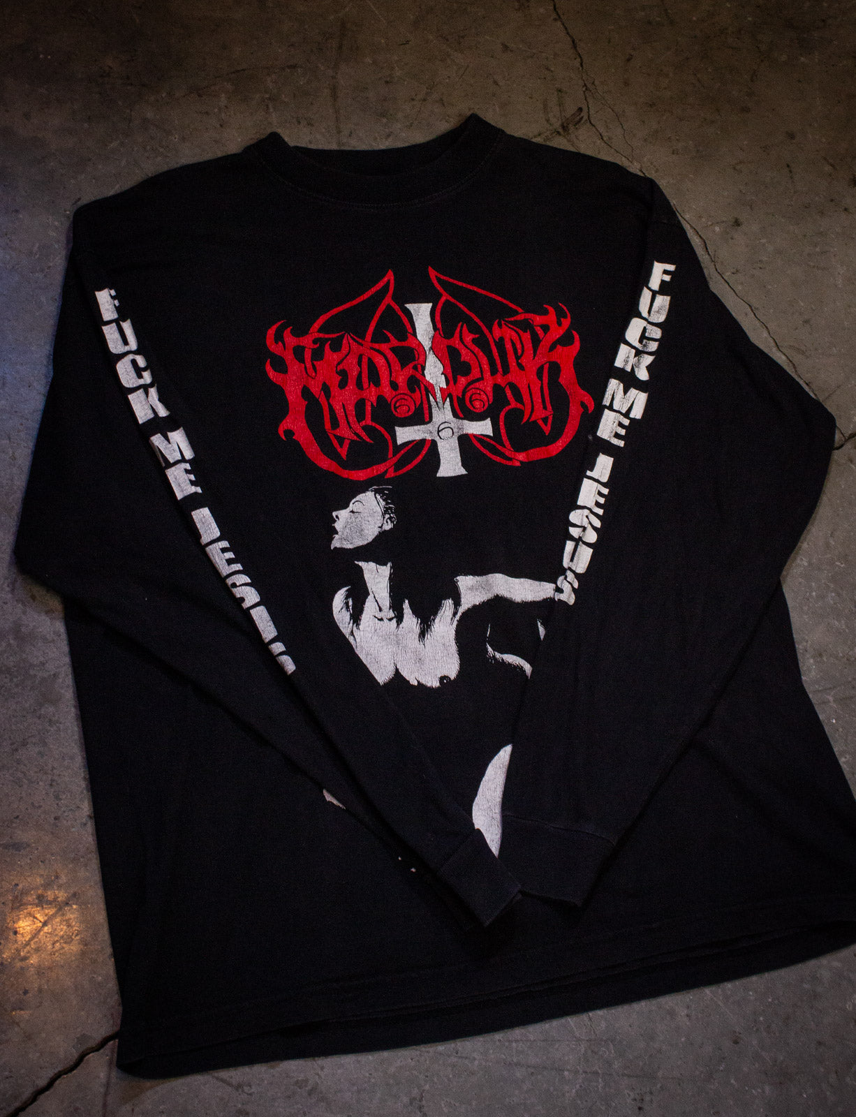 Vintage Marduk F*** Me Jesus Long Sleeve Concert T Shirt 90s Black XL