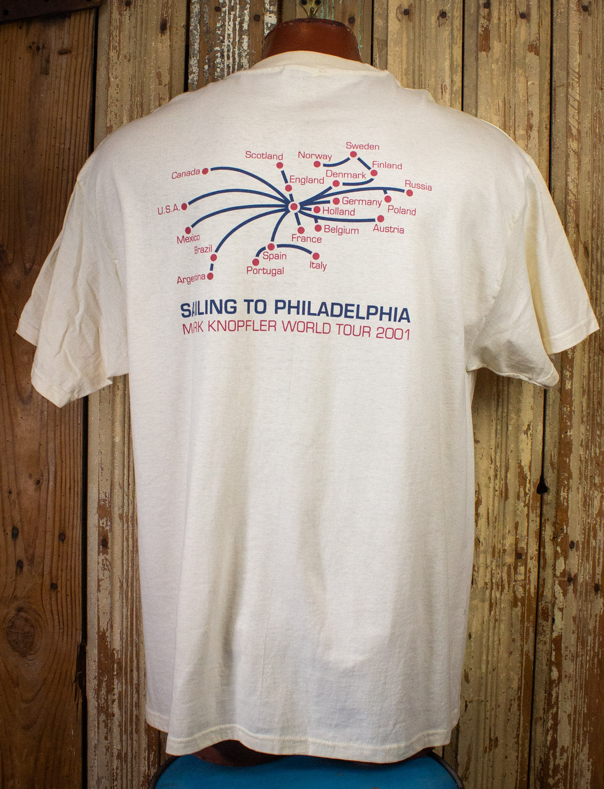 Vintage Mark Knopfler Sailing To Philadelphia Concert T Shirt 2001 White XL