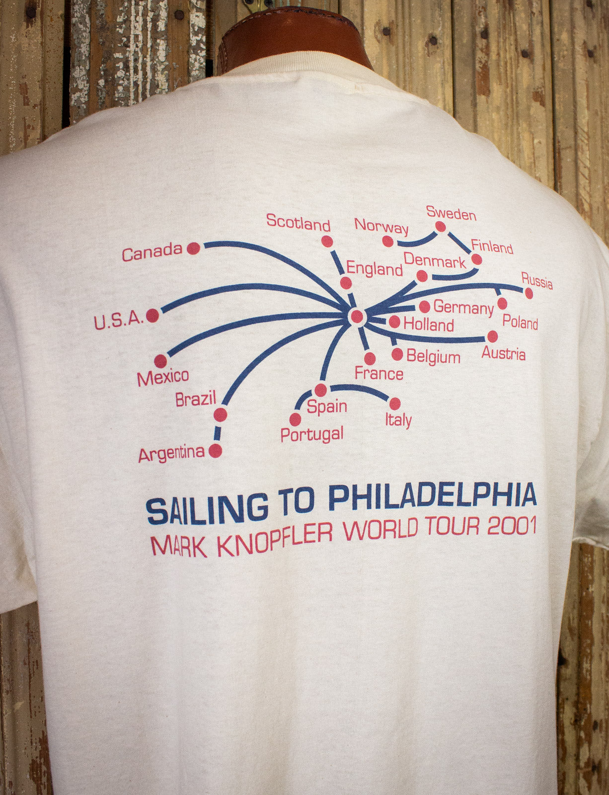 Vintage Mark Knopfler Sailing To Philadelphia Concert T Shirt 2001 White XL