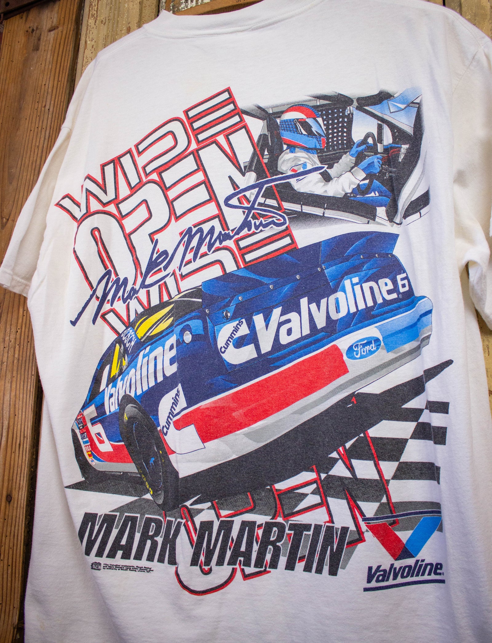Vintage Mark Martin Valvoline Racing Graphic T Shirt 90s White XL