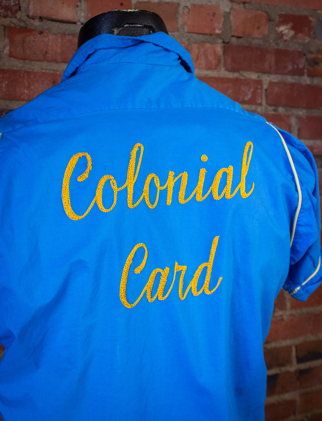 Vintage Don Carter Colonial Card Lou Bowling Shirt 50s Blue Small