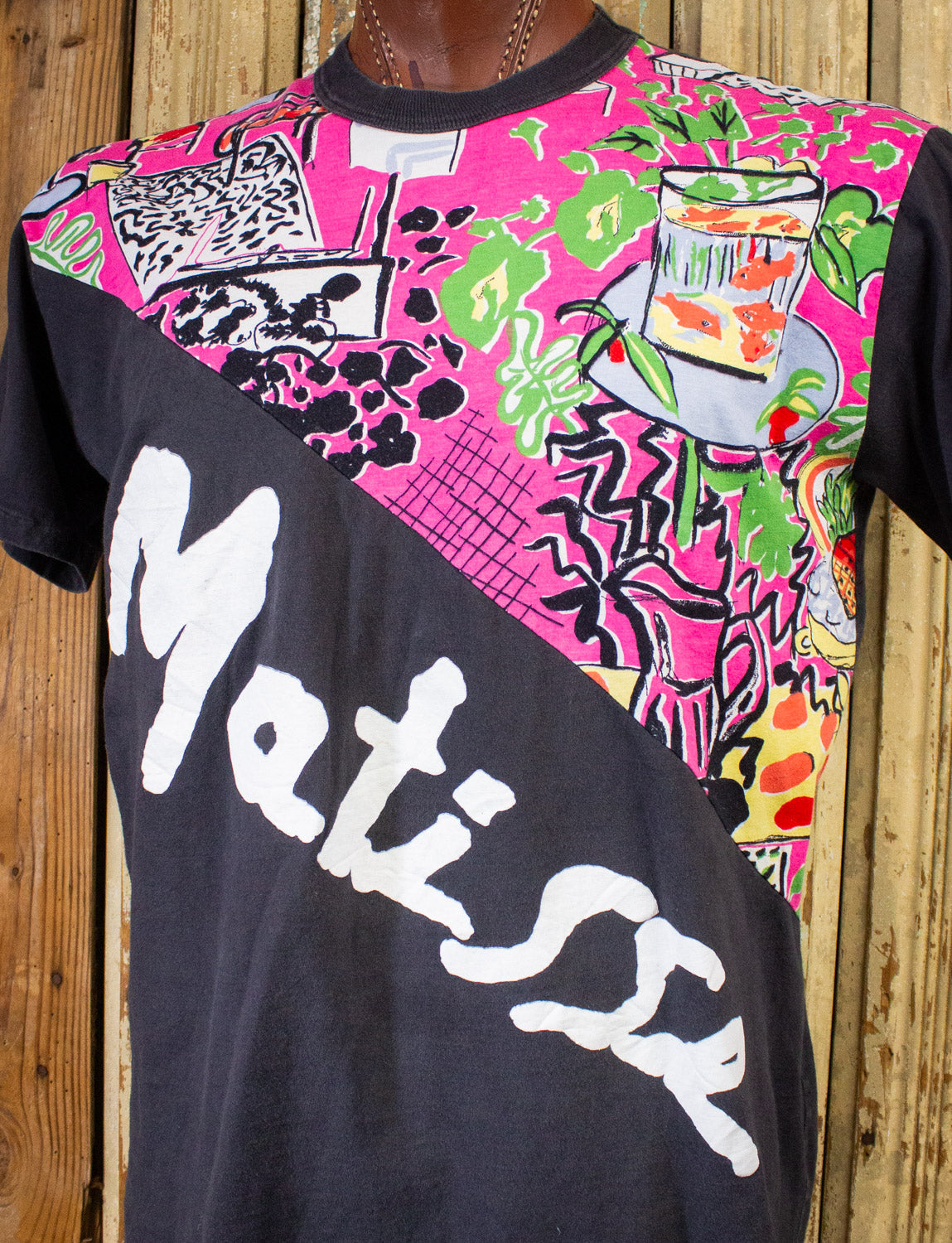 Vintage Matisse Abstract Graphic T Shirt 90s Black XL