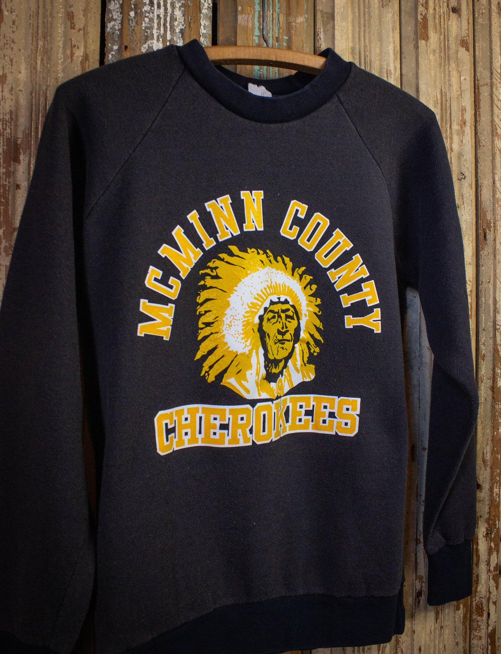 Vintage McMinn County Cherokees Graphic Sweatshirt Black Small