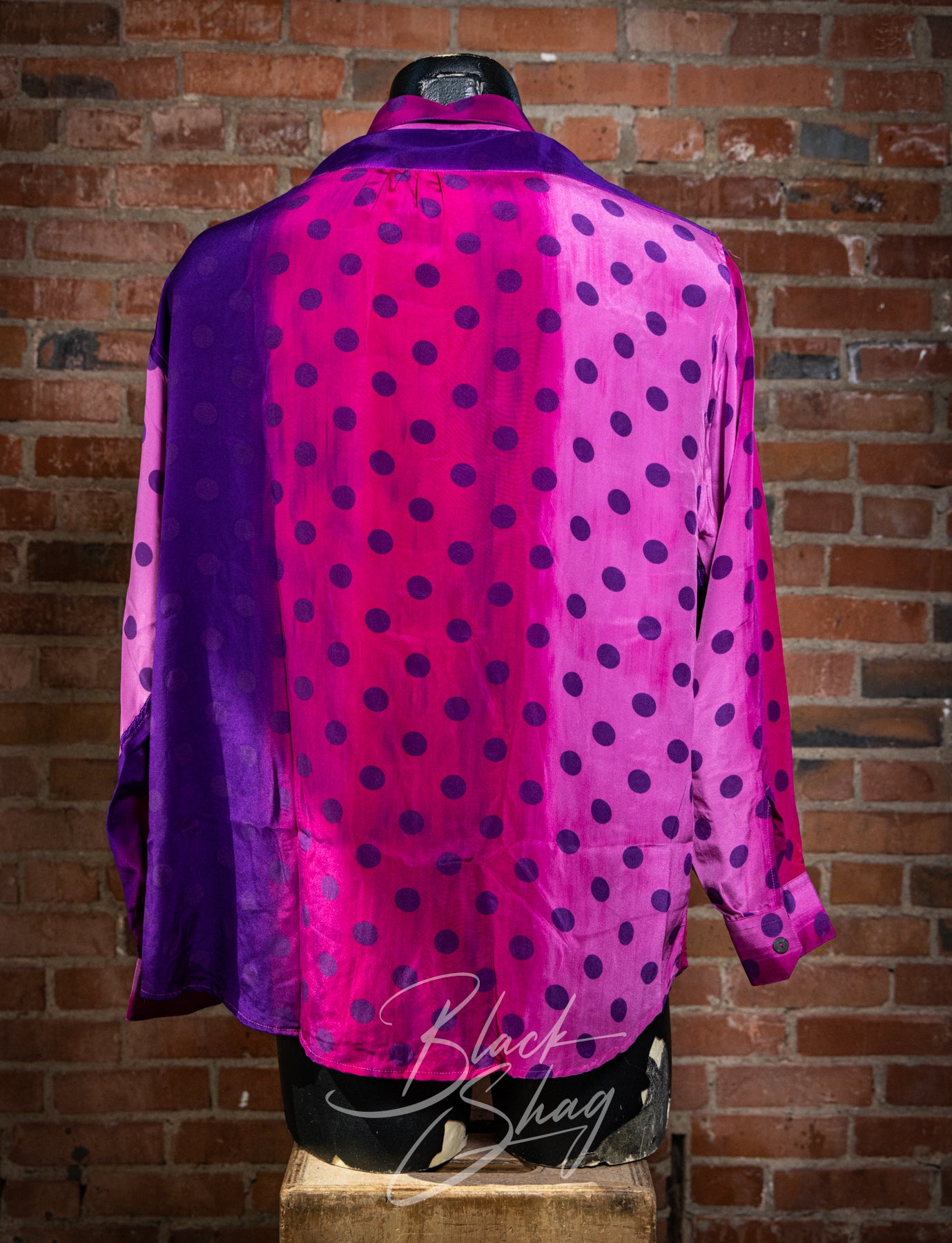 Vintage 90s Messon Pink and Purple Polka Dot Button Up L/XL