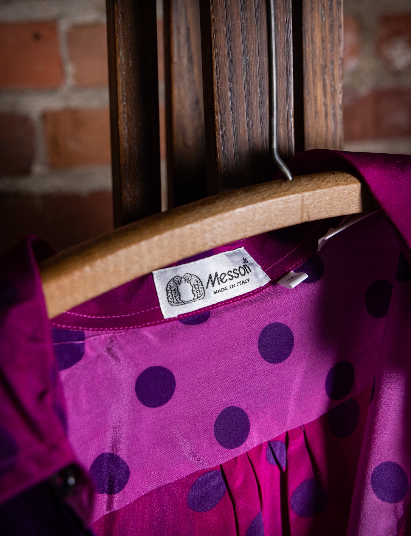 Vintage 90s Messon Pink and Purple Polka Dot Button Up L/XL