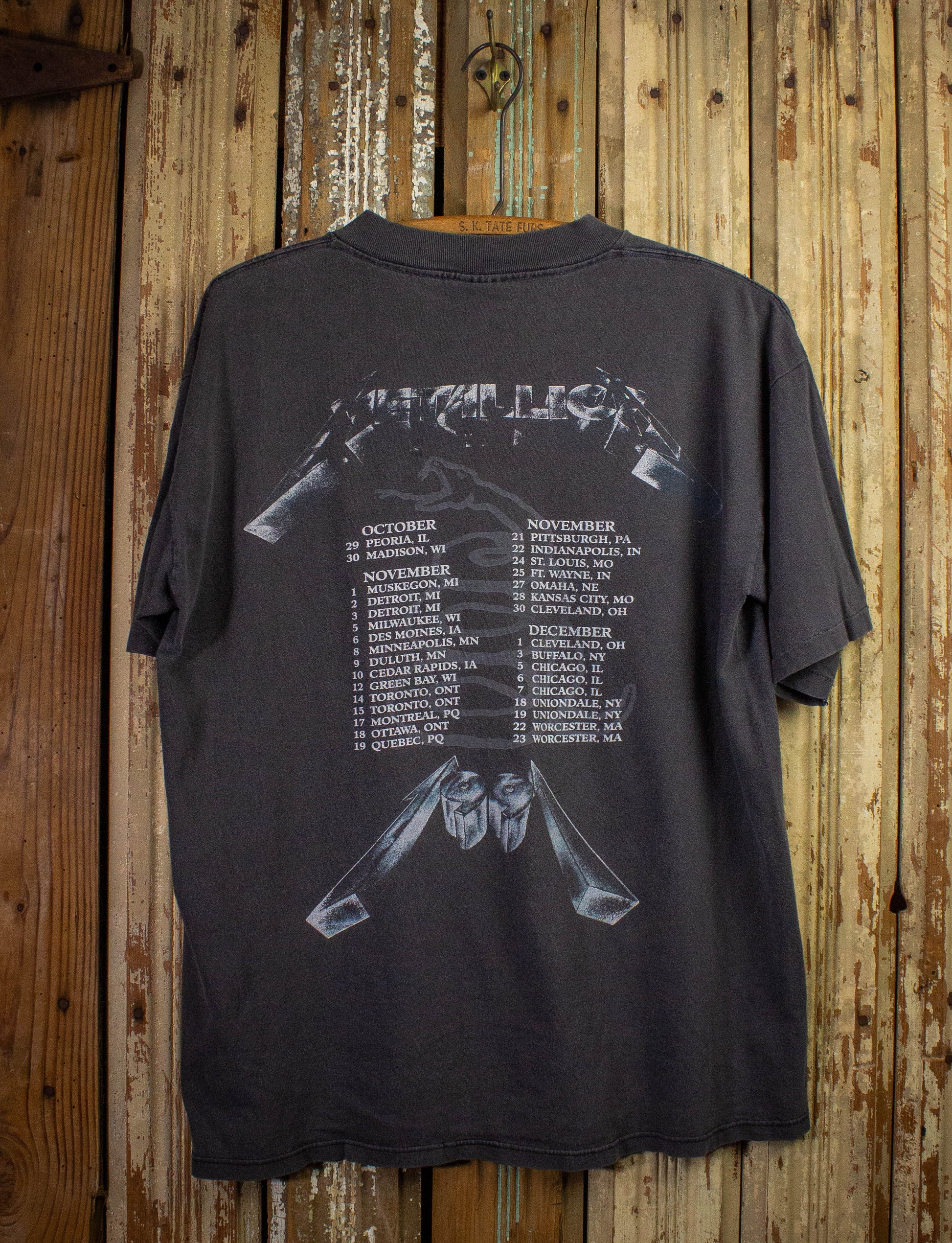 Vintage Metallica Faces Concert T Shirt 1991 Black Large