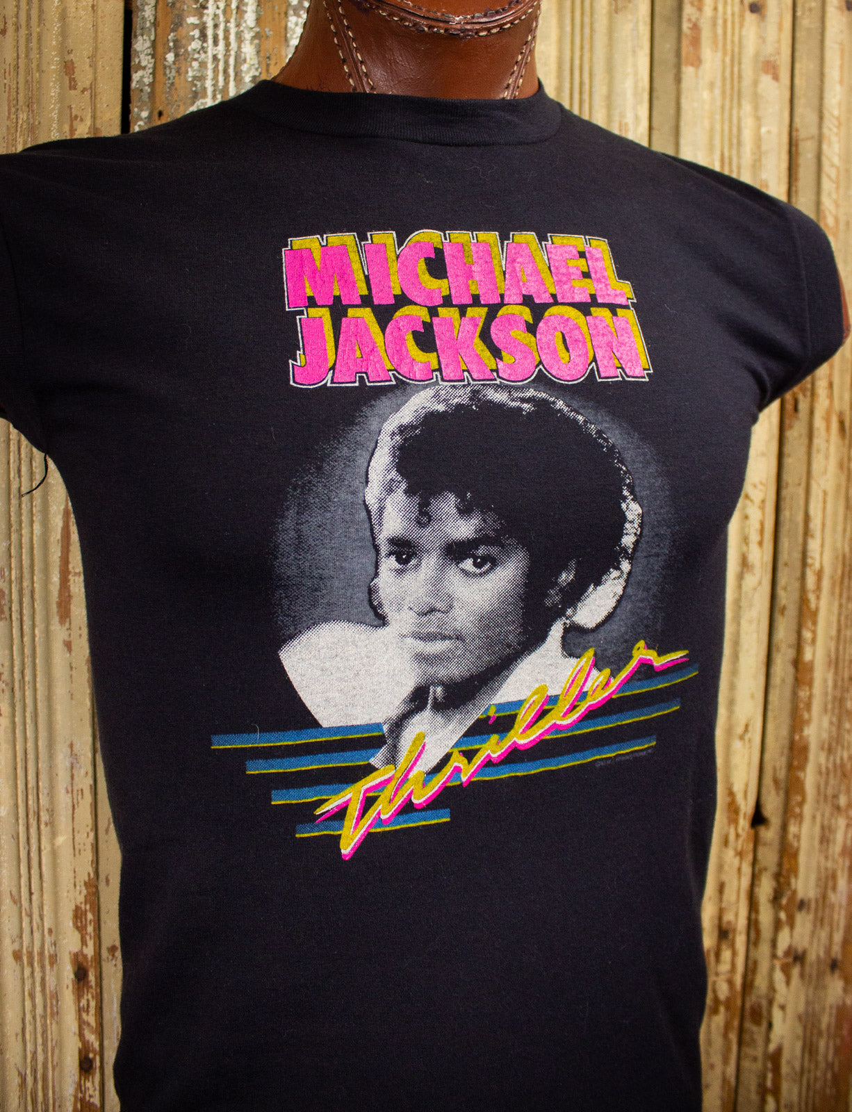 Vintage Michael Jackson Thriller Concert Muscle T Shirt 80s Black Medium