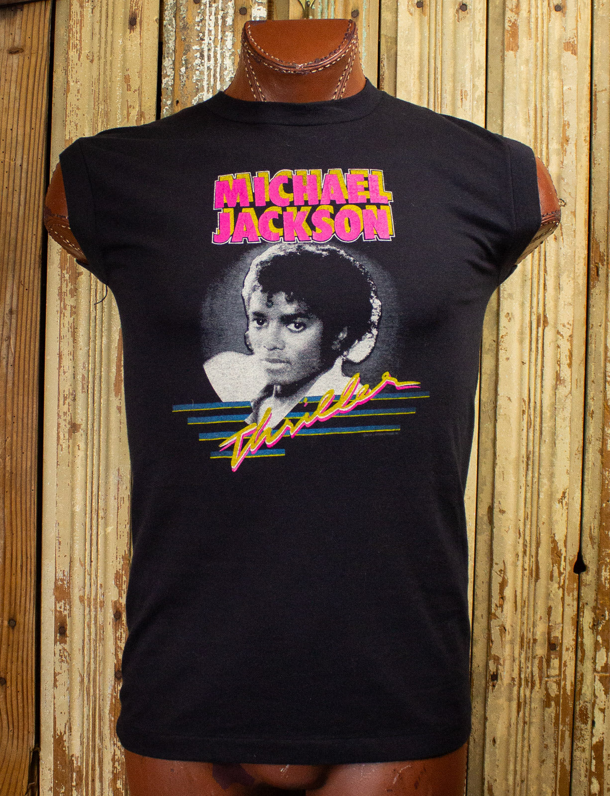 Vintage Michael Jackson Thriller Concert Muscle T Shirt 80s Black Medium