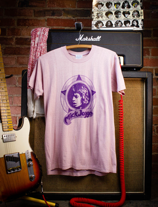 Vintage Mick Jagger Parking Lot Bootleg Concert T Shirt 70s Pink Medium