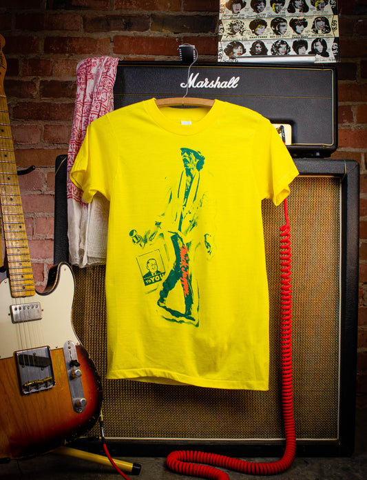 Vintage Mick Jagger Bootleg Concert T Shirt 70s Yellow XS