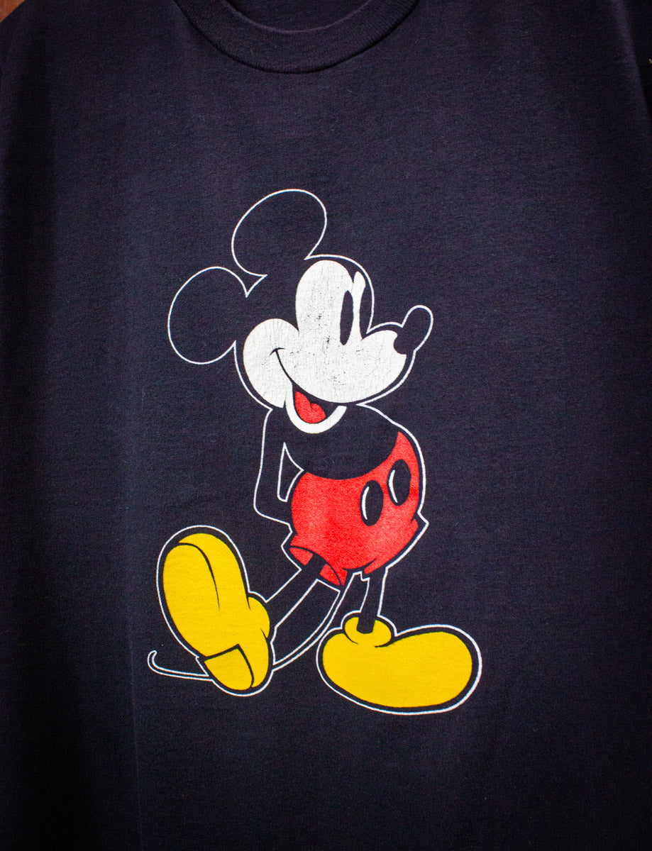 Vintage Mickey Mouse Graphic T Shirt 80s Black Large