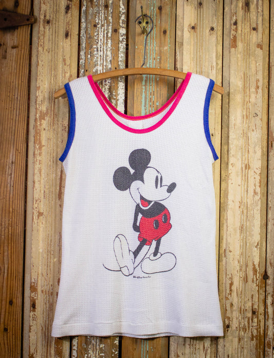Vintage Mickey Mouse Thermal Tank Top 70s White