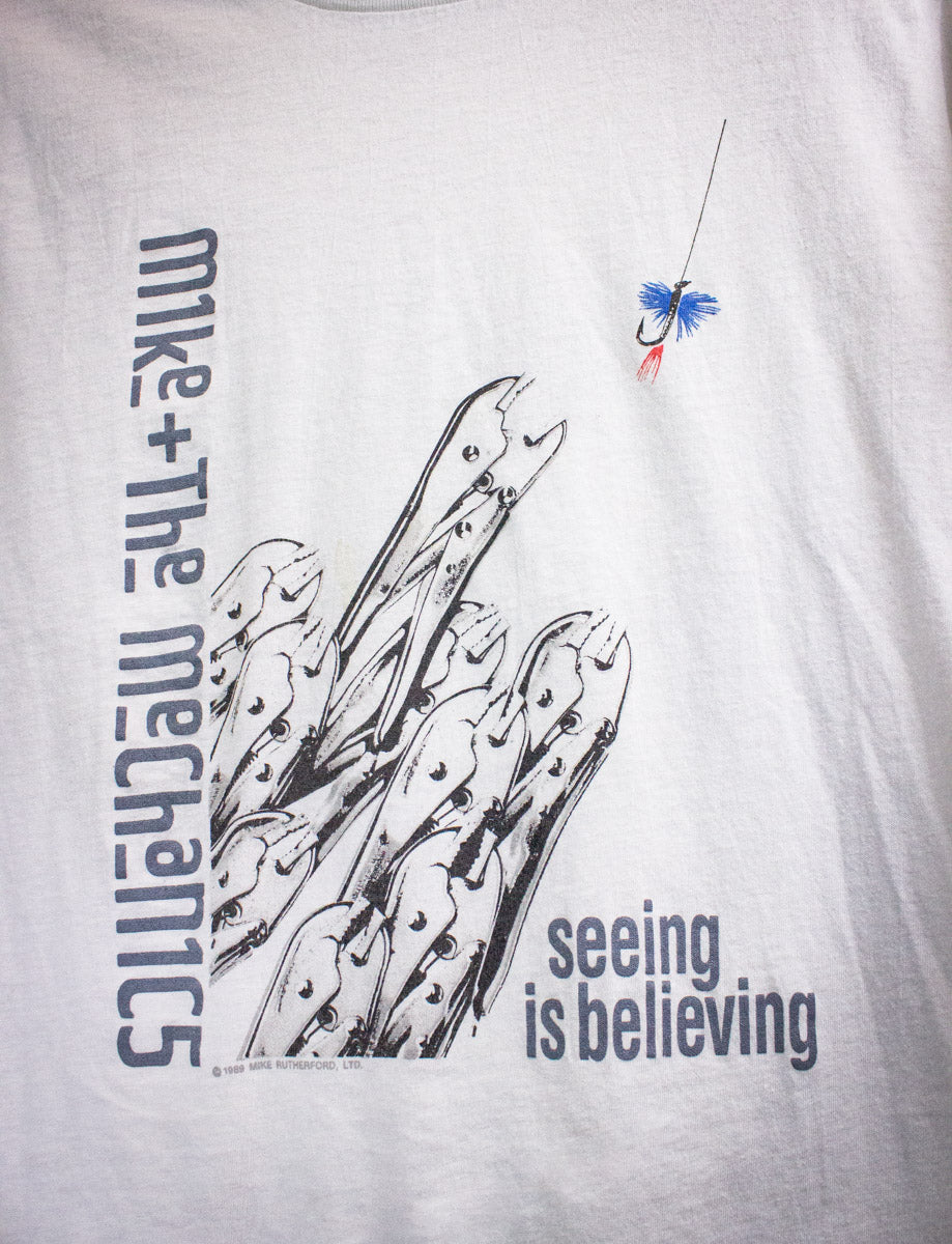 Vintage Mike + The Mechanics Living Years Concert T Shirt 1989 White Small