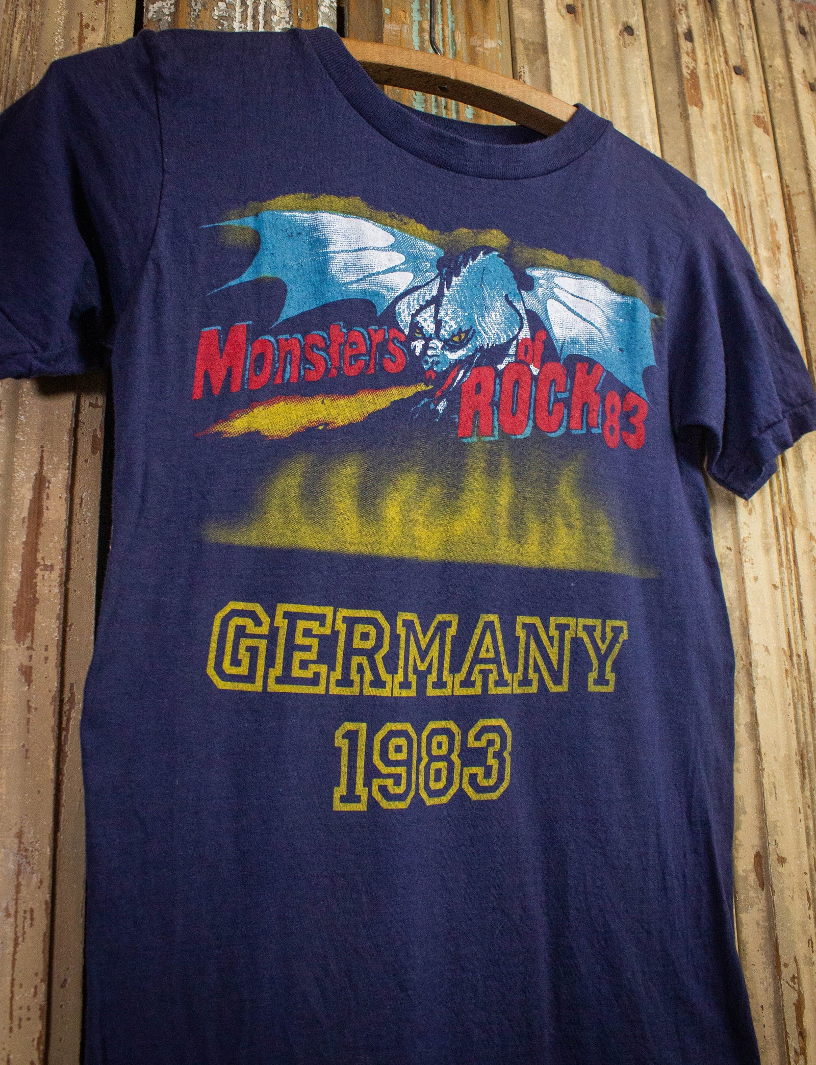 Vintage Monsters of Rock Germany Concert T Shirt 1983 Blue XS