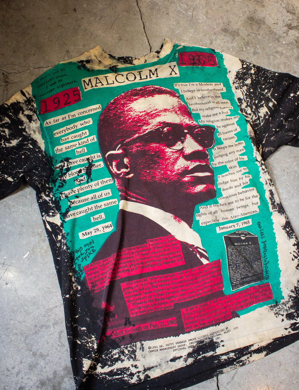 Vintage Mosquitohead Malcolm X Graphic T Shirt 1992 XL