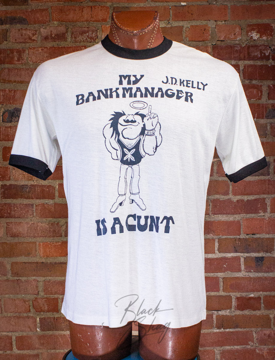 Vintage My Bank Manager is a Cunt Graphic T Shirt 80s White Large
